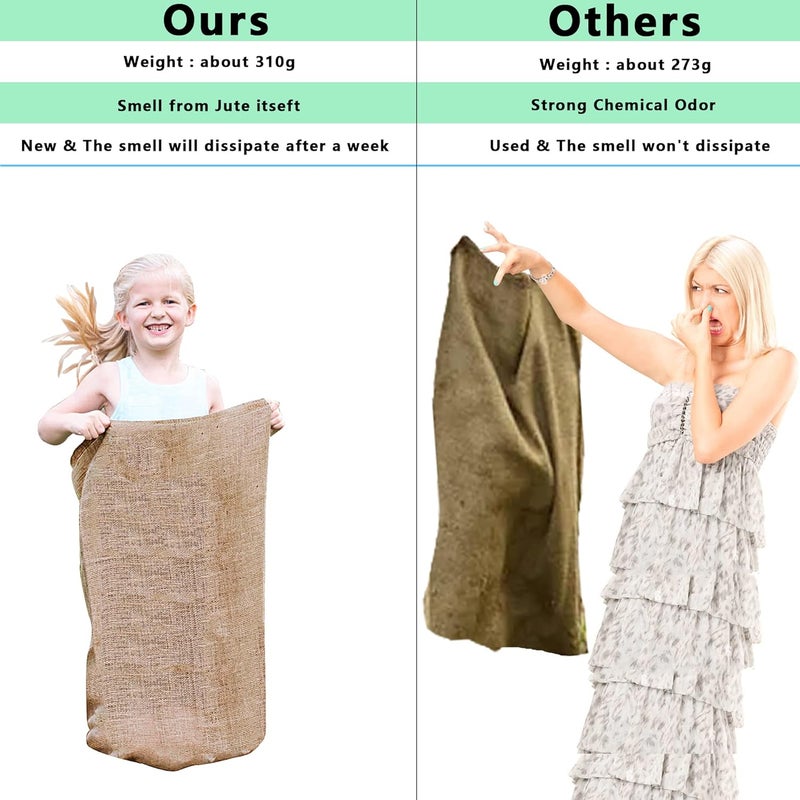Alytree 4 Pack Burlap Potato Sack Race Bags, 24"x40" Outdoor Lawn Games for Kids & Adults, Outside Yard Games for Birthday Party, Field Day Family Reunion, Carnival, Easter, Halloween, 4th of July - Image 2